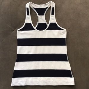 Lululemon Navy Blue & White Striped Tank Top